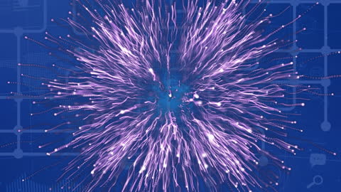 Animated Light Trails Over Digital Network Globe