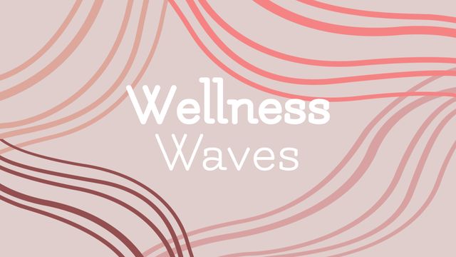 Abstract illustration featuring the words 'Wellness Waves' with colorful wave patterns. Ideal for wellness blogs, motivational content, meditation app designs, and promotional material in the wellness and health industry.