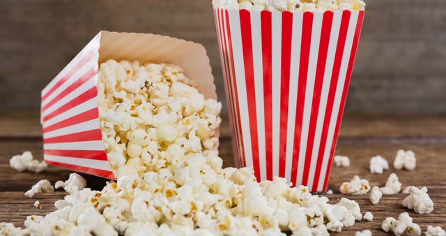 Classic Popcorn Boxes on Wooden Table Display - Download Free Stock Images Pikwizard.com