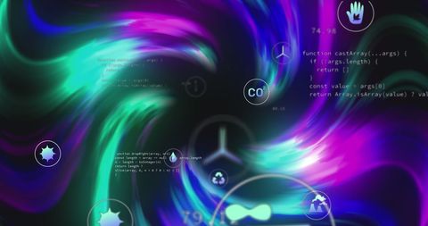 Digital Ecology Icons with Futuristic Neon Light Trails - Download Free Stock Images Pikwizard.com