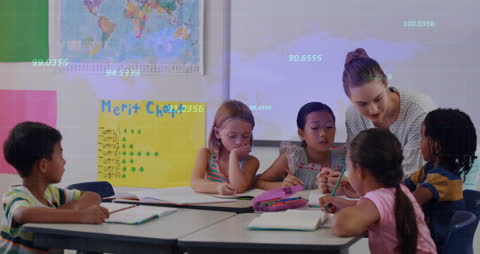 Teacher Guiding Diverse Students in Data Processing Classroom
