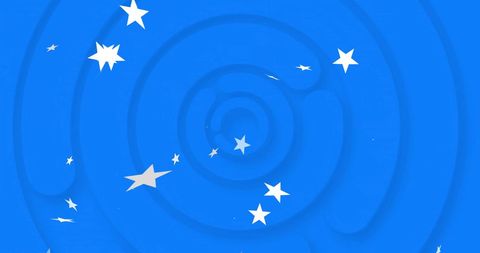 White stars on concentric circles with blue background