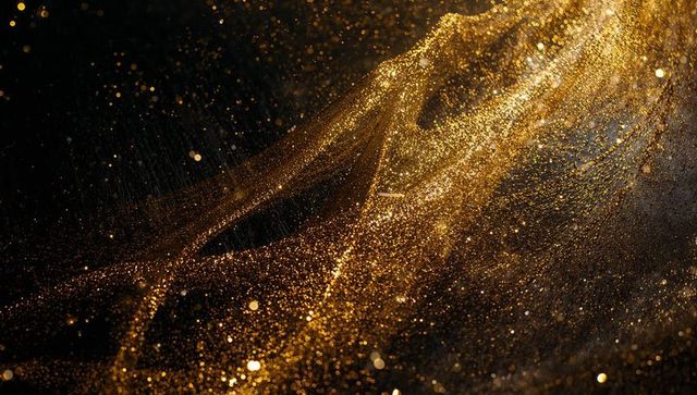 Mesmerizing golden particle waves in abstract movement
