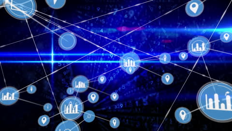 Digital Networking with Data Interface and Icons