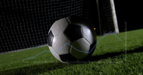 Soccer Ball on Field with Data Analytics Overlay