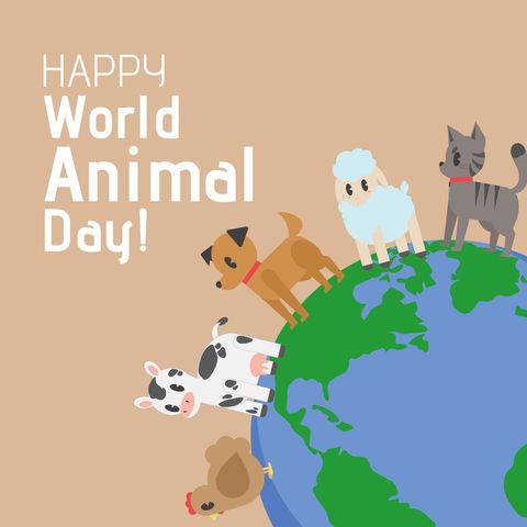 celebrating world animal day with diverse animals on globe - Download Free Stock Templates Pikwizard.com