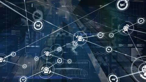 Futuristic Digital Network in Urban Sky