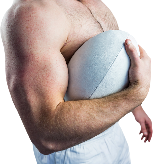 Shirtless Rugby Player Holding White Rugby Ball – Transparent Background - Download Free Stock Videos Pikwizard.com