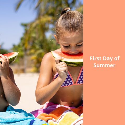 Girl Enjoying Watermelon on Sunny Beach Day