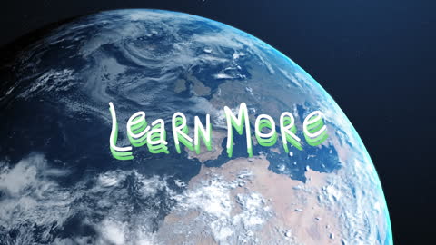 Spinning Earth Animation with Learn More Text Overlay
