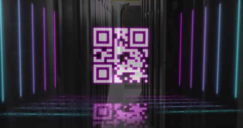 Glowing QR Code Over Data Center Servers - Download Free Stock Images Pikwizard.com