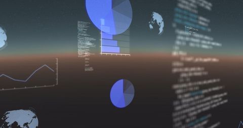 Digital Interface with Data Charts Graphs on Gradient Background - Download Free Stock Images Pikwizard.com