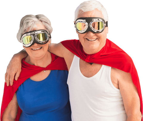 senior couple in superhero costumes with transparent background - Download Free Stock Videos Pikwizard.com