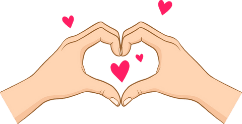 hands forming heart shape with pink and red hearts on transparent background - Download Free Stock Videos Pikwizard.com