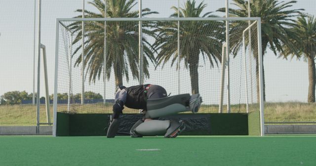 Field Hockey Goalie Making Defensive Save - Download Free Stock Images Pikwizard.com