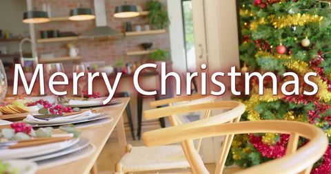 Festive Christmas Table in Cozy Home Decorated Tree - Download Free Stock Images Pikwizard.com