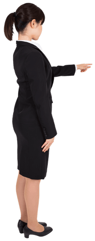 Transparent Side View of Asian Businesswoman Standing Professionally