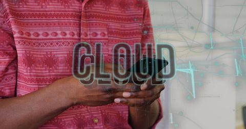 Digital cloud technology concept with light trails