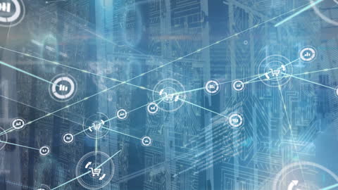 Futuristic Network Connections in Digital Server Room