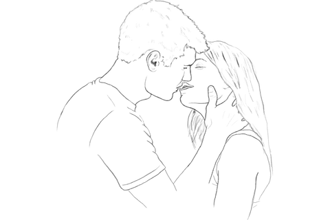 romantic couple kissing in elegant line art on transparent background - Download Free Stock Videos Pikwizard.com