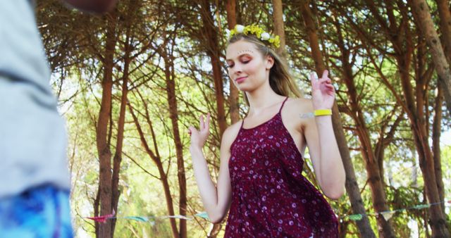 Young Woman Dancing Outdoors in Summer Park - Download Free Stock Images Pikwizard.com