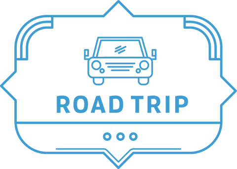 vector blue road trip sign with car on transparent background - Download Free Stock Videos Pikwizard.com