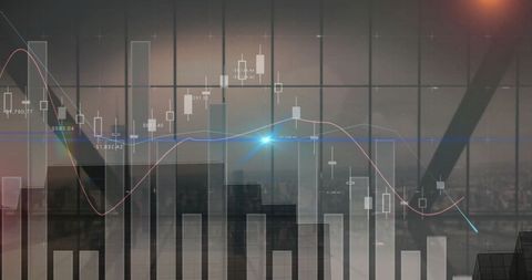 Cityscape Overlay with Financial Data Charts and Graphs - Download Free Stock Images Pikwizard.com