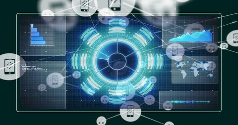 Futuristic Digital Interface with Data Analytics and Global Connectivity - Download Free Stock Images Pikwizard.com