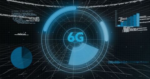 Futuristic 6G Data Network Interface with Digital Charts - Download Free Stock Images Pikwizard.com