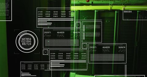 futuristic tech hud interface with data servers in background - Download Free Stock Images Pikwizard.com