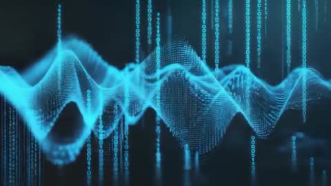 Dynamic Digital Waves with Falling Binary Code Background