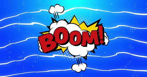 Retro Comic Style Boom Text with Speech Bubble