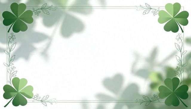 Framing clover border with soft shadows for spring stationery and saint patrick's day