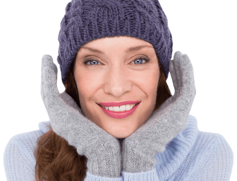 smiling woman in winter hat and gloves wearing transparent sweater - Download Free Stock Videos Pikwizard.com