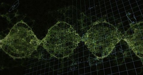 Futuristic DNA Strand with Mathematical Calculations Enhancing Ones Sci-Fi Imagery