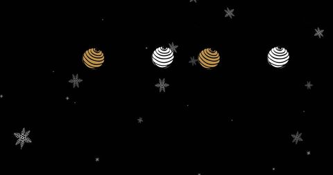 Festive Spherical Ornaments with Falling Snowflakes on Black Background - Download Free Stock Images Pikwizard.com