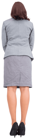 Rear View of Businesswoman in Formal Attire with Transparent Background