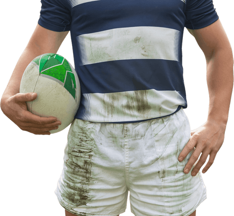 Rugby Player with Mud-Stained Uniform and Ball Transparent - Download Free Stock Videos Pikwizard.com