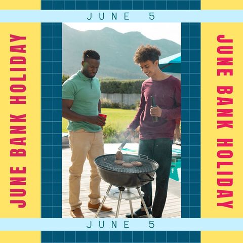 Diverse friends enjoying barbecue on june bank holiday