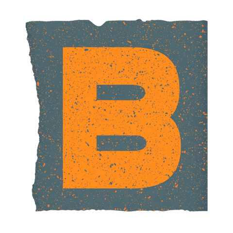 Distressed orange b on transparent background