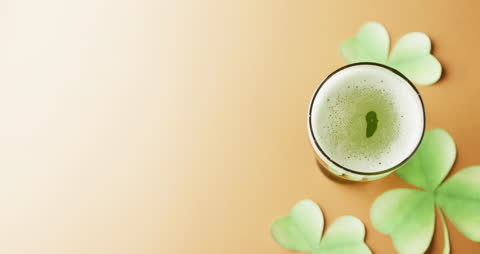 Saint Patrick's Day Tradition with Green Beer and Shamrocks