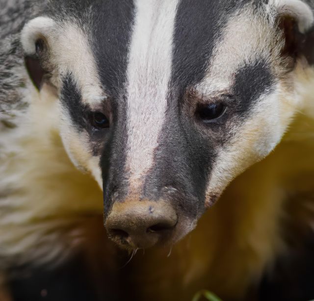 Close-up of European Badger Face with Black and White Markings - Download Free Stock Images Pikwizard.com