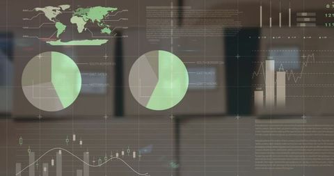 Financial Data Graphics Overlay in Warehouse Environment - Download Free Stock Images Pikwizard.com