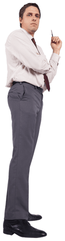 Focused Businessman Holding Pen Transparent Background