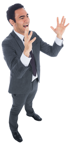 joyful businessman celebrating with raised arms on transparent background - Download Free Stock Videos Pikwizard.com
