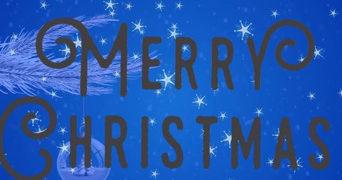 Festive Merry Christmas Greeting with Snowflakes and Bauble