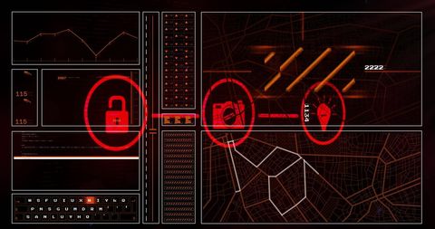 Digital Data Interface with Network and Security Icons - Download Free Stock Images Pikwizard.com