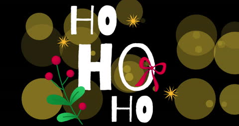 Festive Ho Ho Ho Text with Christmas Elements