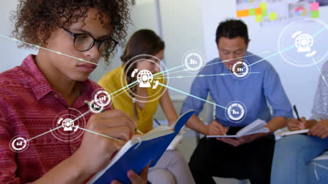 Diverse Team Collaborating with Network Connections