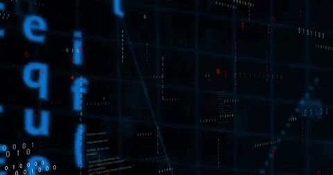 Futuristic digital matrix with cybersecurity code elements